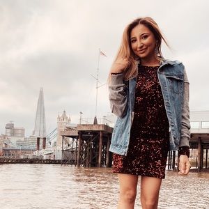 Long sleeves, sequin dress